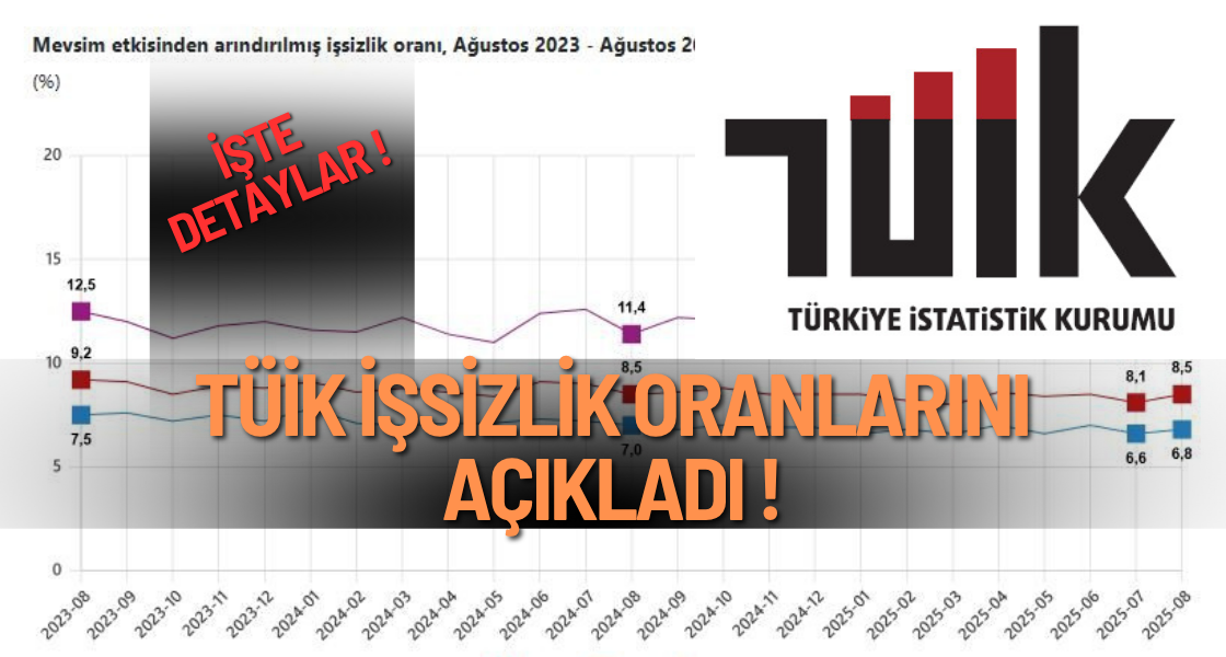 Ağustos işsizlik oranı yüzde 8,5’e yükseldi